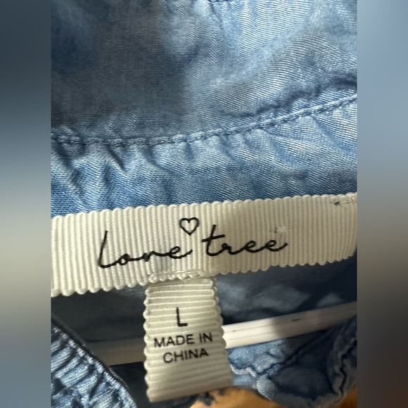 Love Tree Women’s Dress L Chambray Blue Tencel Button Front Elastic Waist - Picture 4 of 8